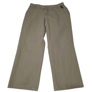ORVIS Five Pocket Stretch Twill Pants Tan Khaki Flat Front Chino 36W 27 inseam